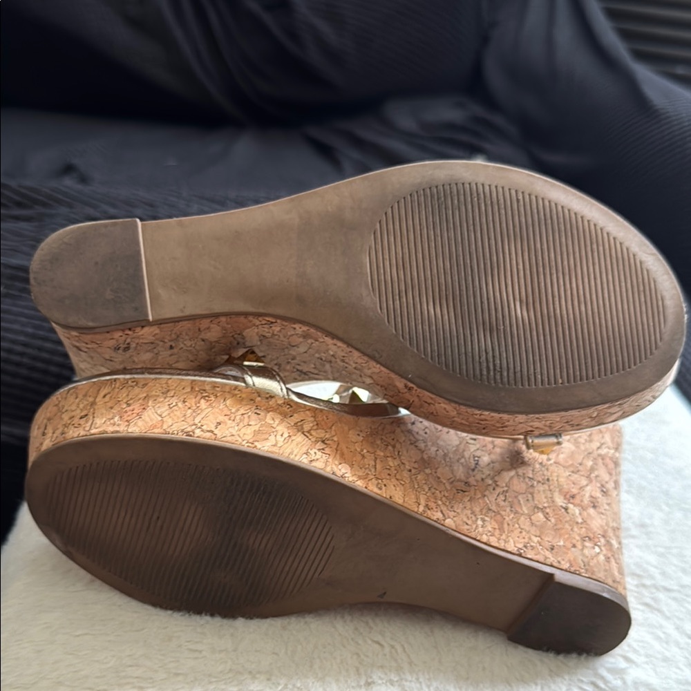 Steve Madden Gold and Brown Wedge Sandals - Picture 5 of 5